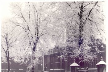 Harpur Street frontage in snow, c1960 - credit needed to The Bedford Times & Citizen